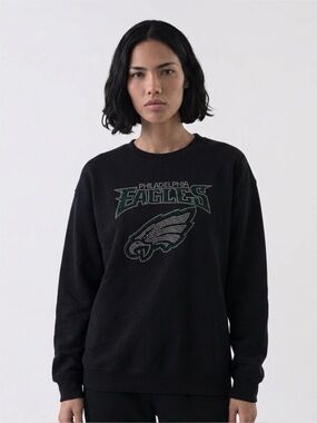 Rhinestone Bling Inspired Philadelphia Eagles Black Sweatshirt